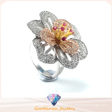 Joyería de la manera Alta calidad y venta caliente anillo elegante de la joyería de la plata del anillo de la flor R10501